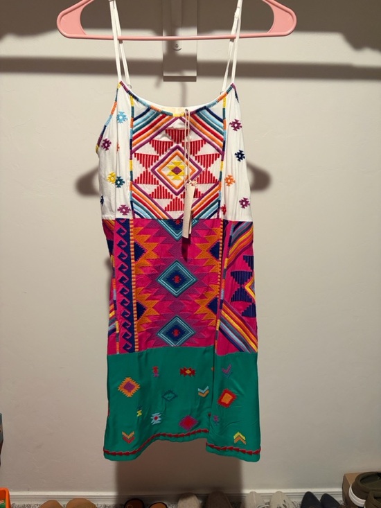 Savanna Jane Dresses & Skirts - Savanna Jane Multicolor Embroidered Geometric Slip Dress